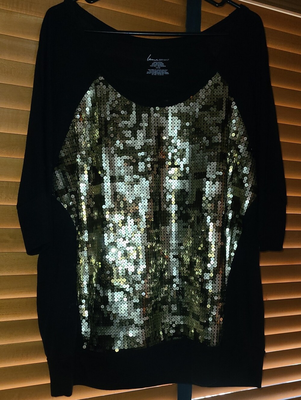 Lane Bryant Black Sweatshirt with Gold Sequin Front Panel